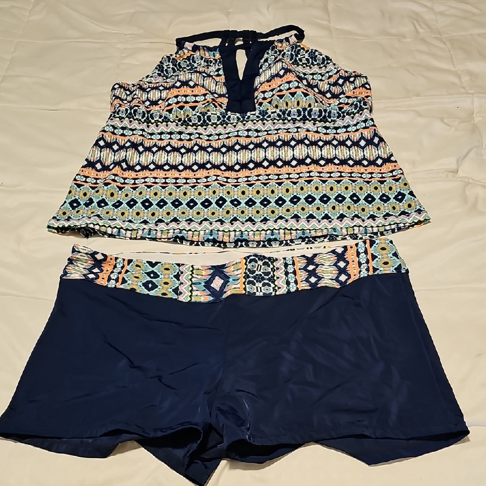 Navy and Multicolor Women's Swim Set